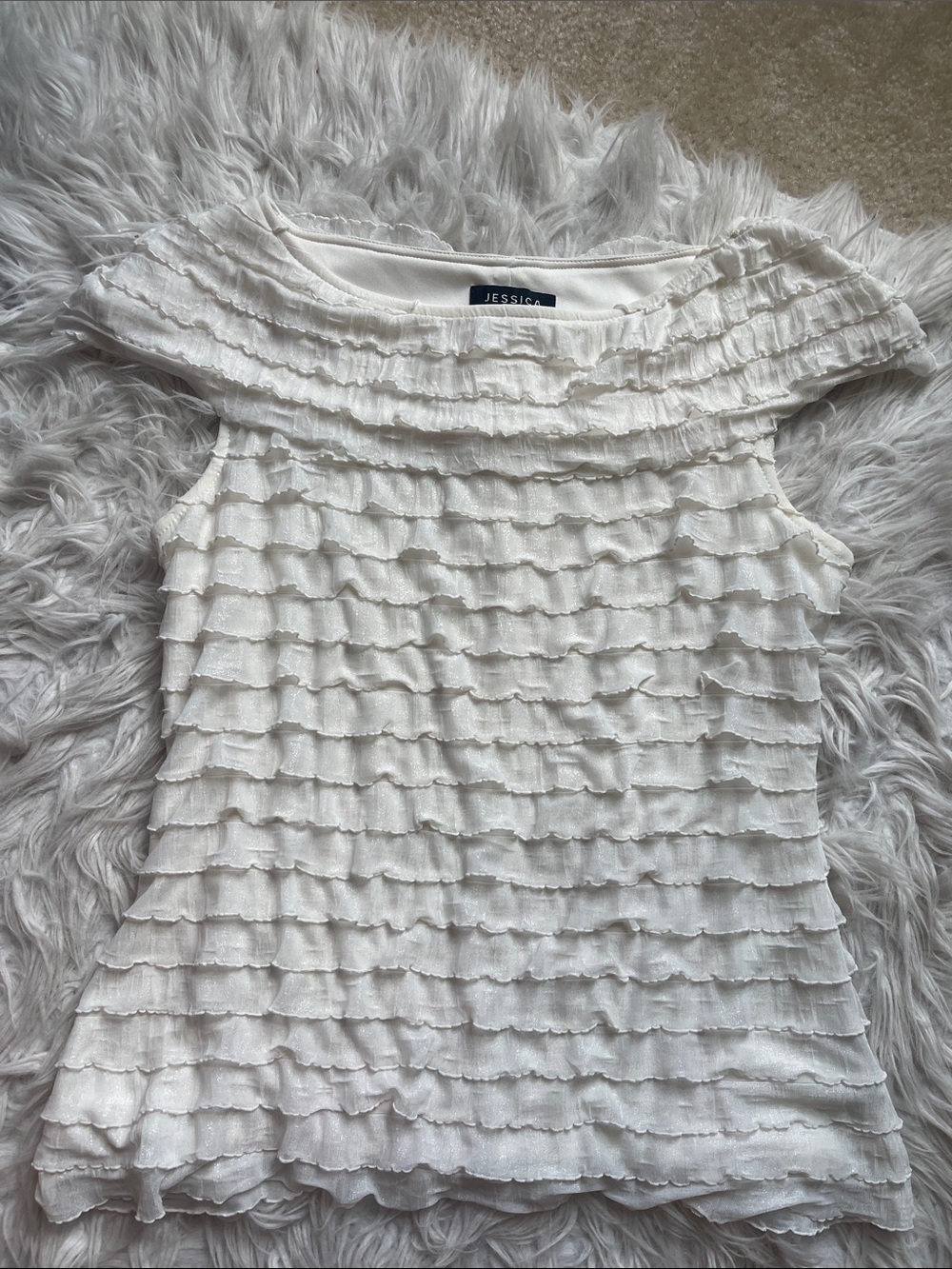 Jessica White Ruffle Layered Sleeveless Tank
